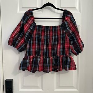 Draper James puff sleeve peplum top